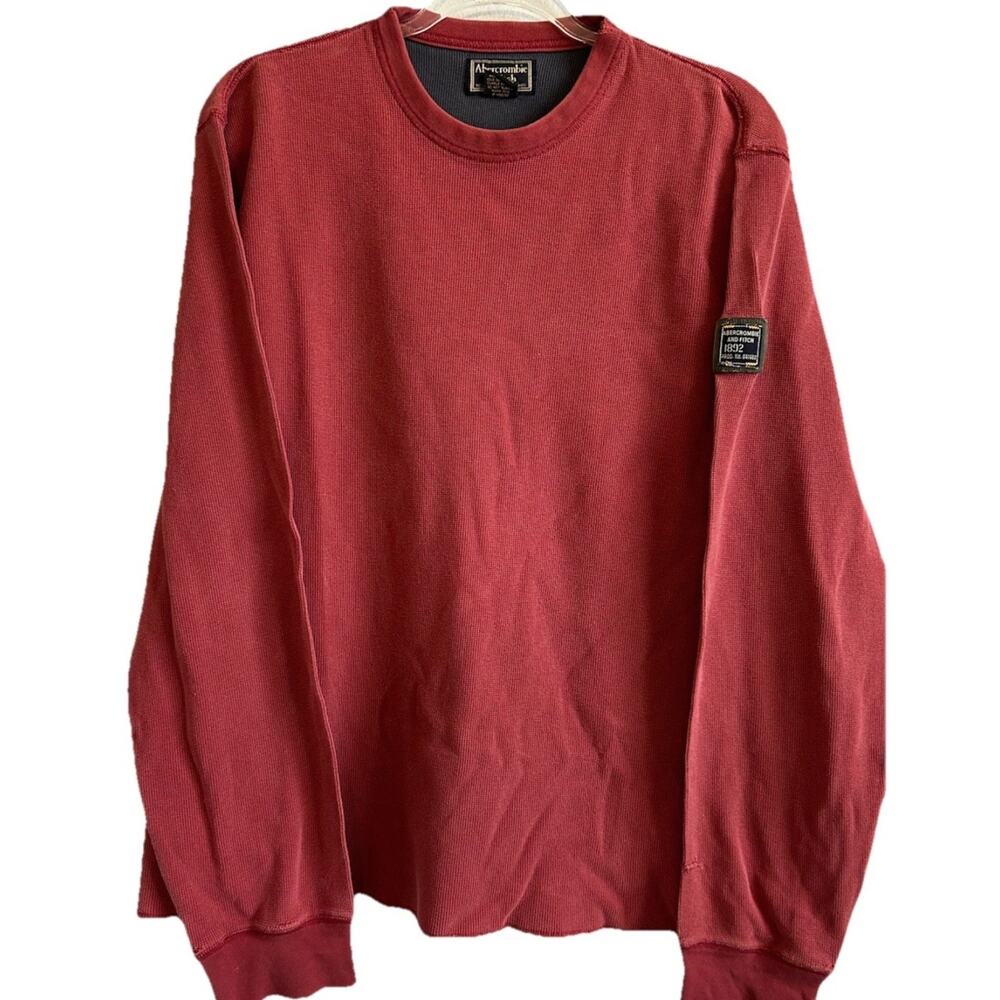 VTG 90s Abercrombie Fitch Waffle Heavy Knit Shirt Men L Long Sleeve Utility RARE